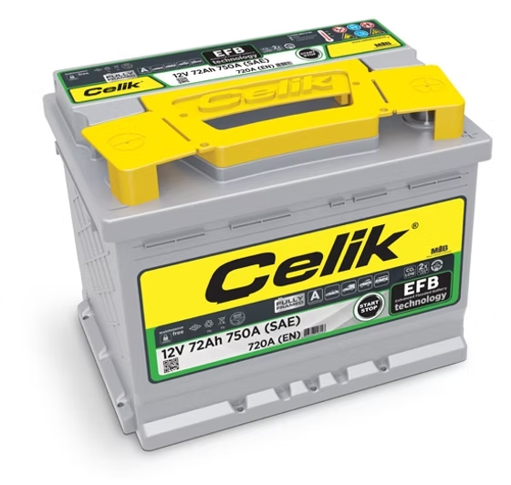 12 VOLT 72 AMPER EFB ÇELİK AKÜ (START-STOP)